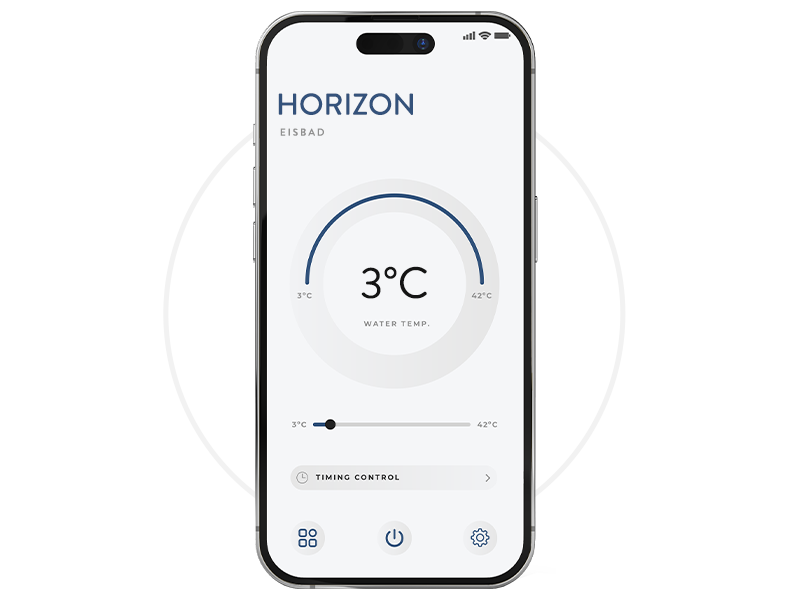 smartphone mockup von der horizon eisbad app